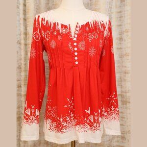 Christmas Winter Celebration Swing Top Henley Shirt